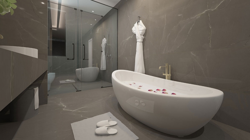 Armani Grey Lamar Porselen Banyo Duvar Kaplama Uygulaması